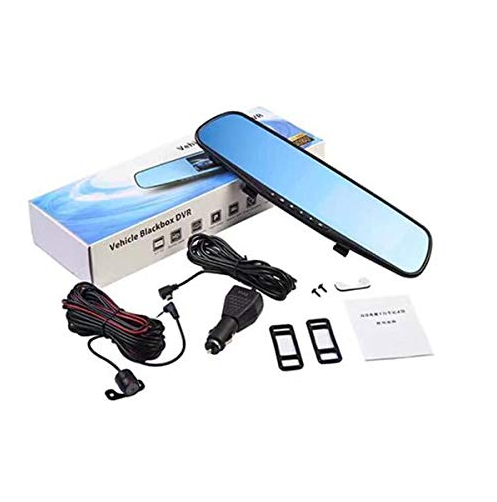 Espejo Retrovisor Cámara Doble Frontal Reversa Full HD 4.3 Pulgadas