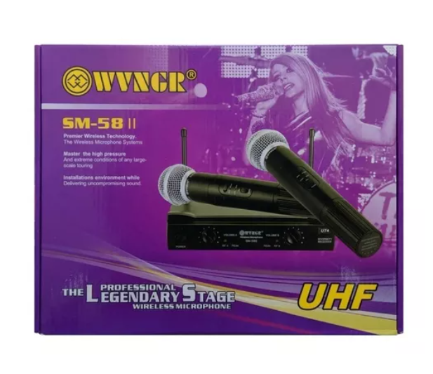 Kit 2 Micrófonos Inalámbricos Wvngr Receptor Doble Antena Karaoke