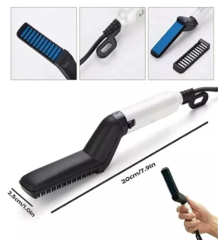 Cepillo Alisador Barba Cabello Hombre Eléctrico Calor Rápido Portátil