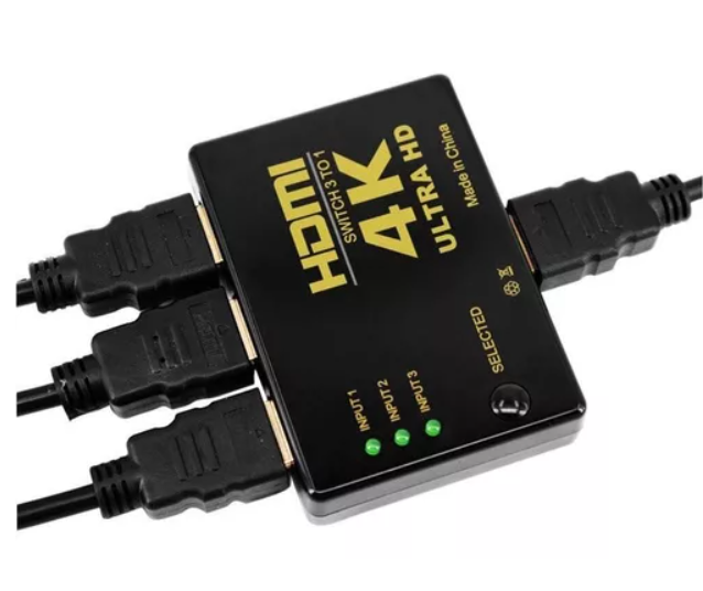 Switch HDMI 3 Entradas 1 Salida 4K UH-301 Control Remoto Conmutador