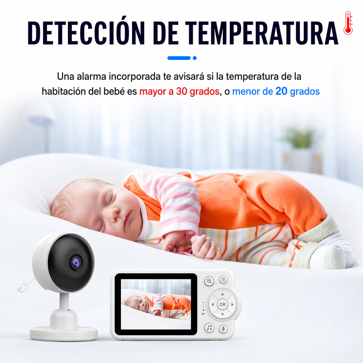 Monitor Bebé Cámara Pantalla 2.8 Pulgadas Visión Nocturna Audio C3