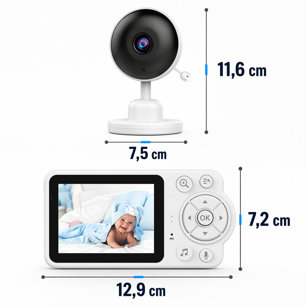 Monitor Bebé Cámara Pantalla 2.8 Pulgadas Visión Nocturna Audio C3