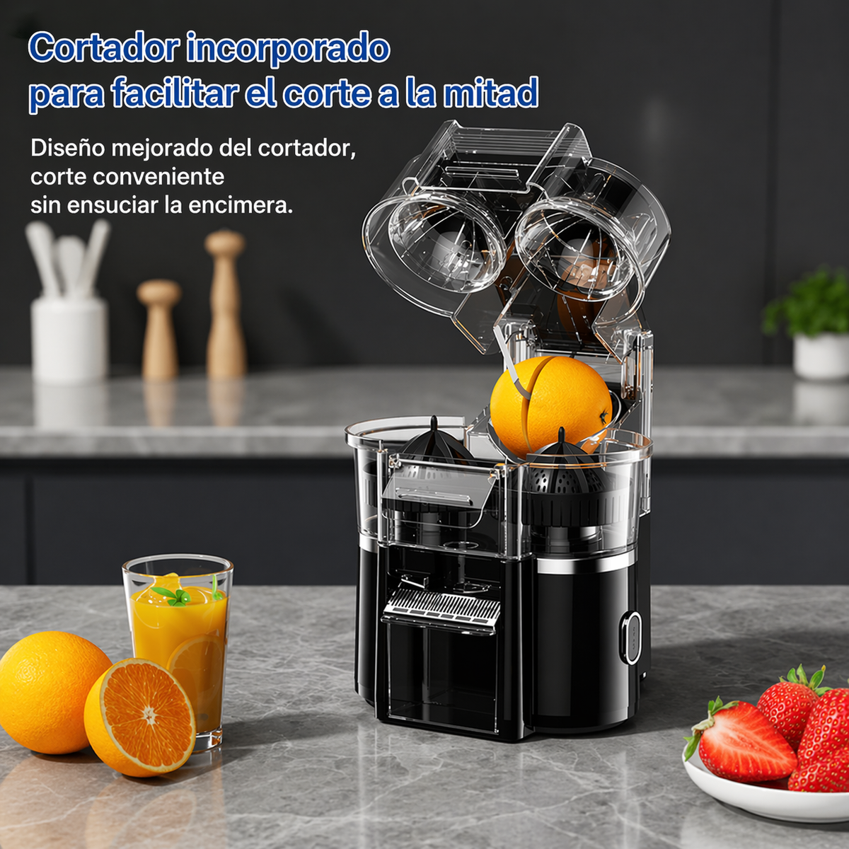 Exprimidor Eléctrico Naranjas Doble Cabezal Cuchilla Automática Jugo