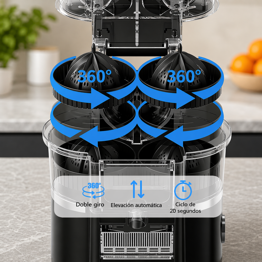 Exprimidor Eléctrico Naranjas Doble Cabezal Cuchilla Automática Jugo