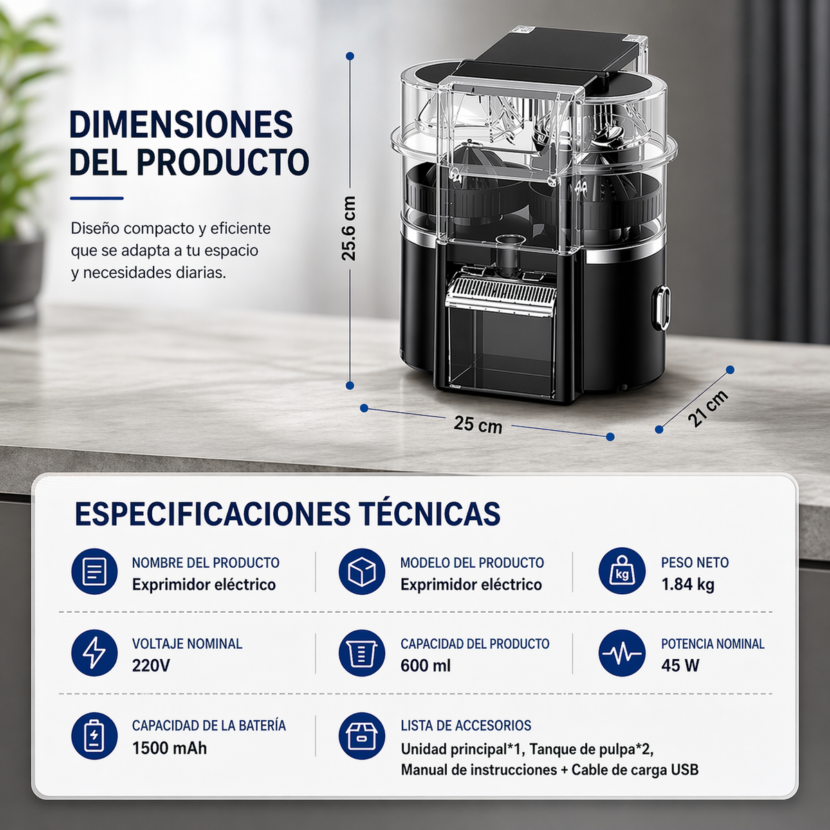 Exprimidor Eléctrico Naranjas Doble Cabezal Cuchilla Automática Jugo