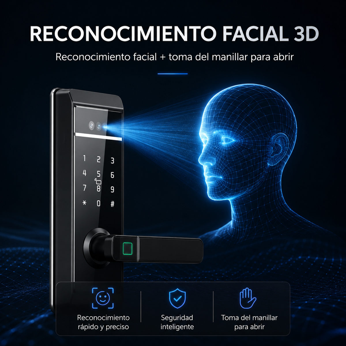 Cerradura Inteligente WiFi Reconocimiento Facial Huella Cámara App