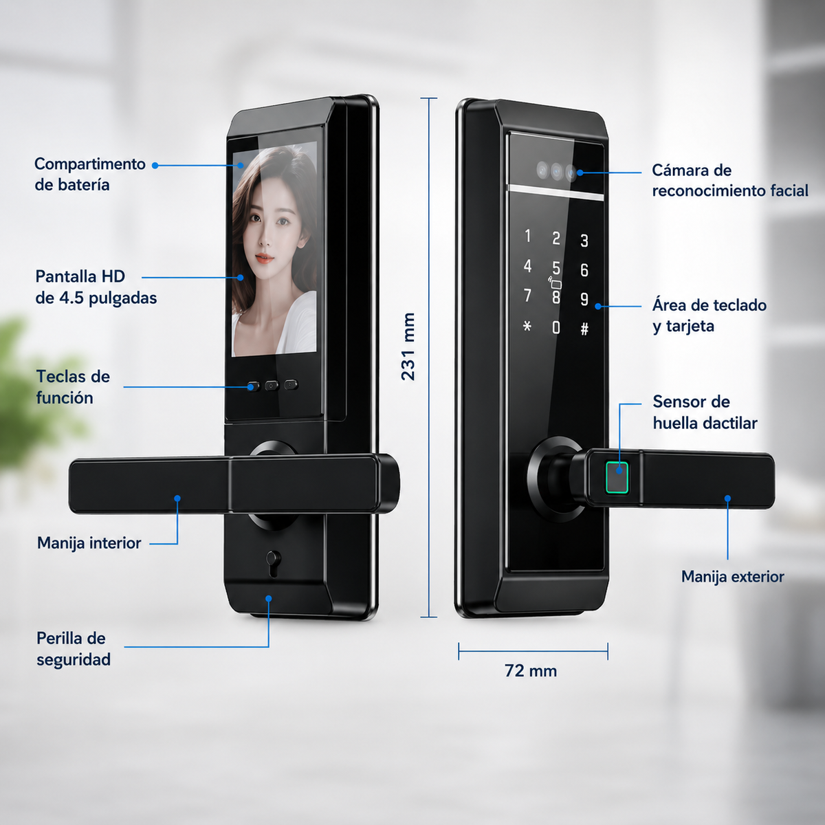 Cerradura Inteligente WiFi Reconocimiento Facial Huella Cámara App