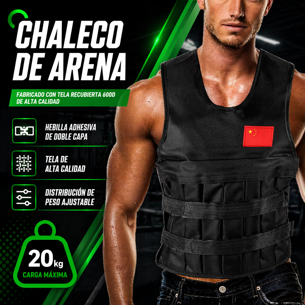 Chaleco Pesas Ajustable 20 Kg Lastrado Entrenamiento Gym Crossfit
