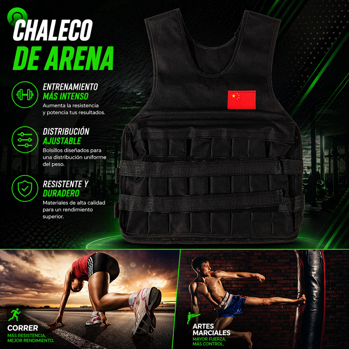 Chaleco Pesas Ajustable 20 Kg Lastrado Entrenamiento Gym Crossfit