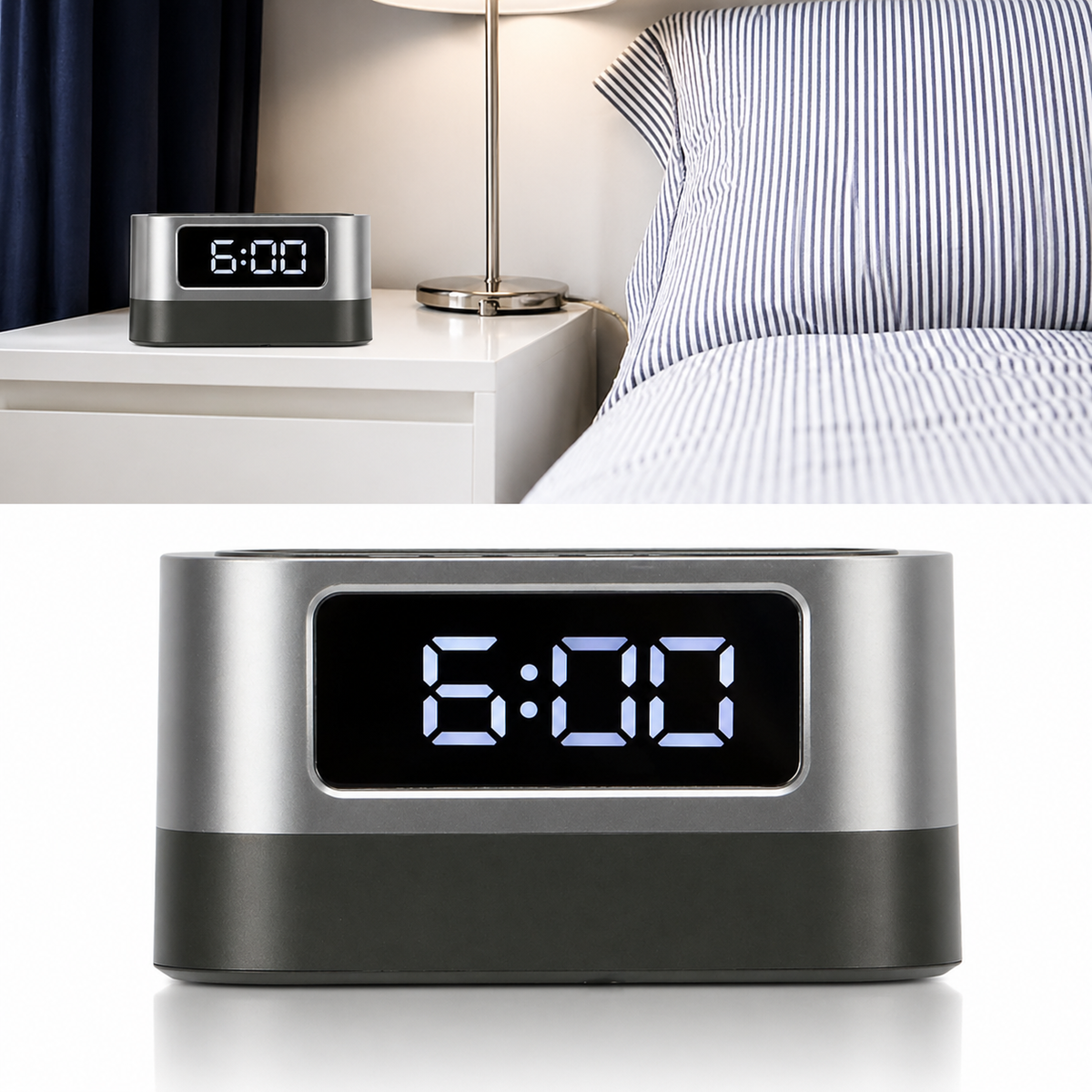 Reloj Digital Mesa Portalápices Escritorio Alarma Temperatura Oficina