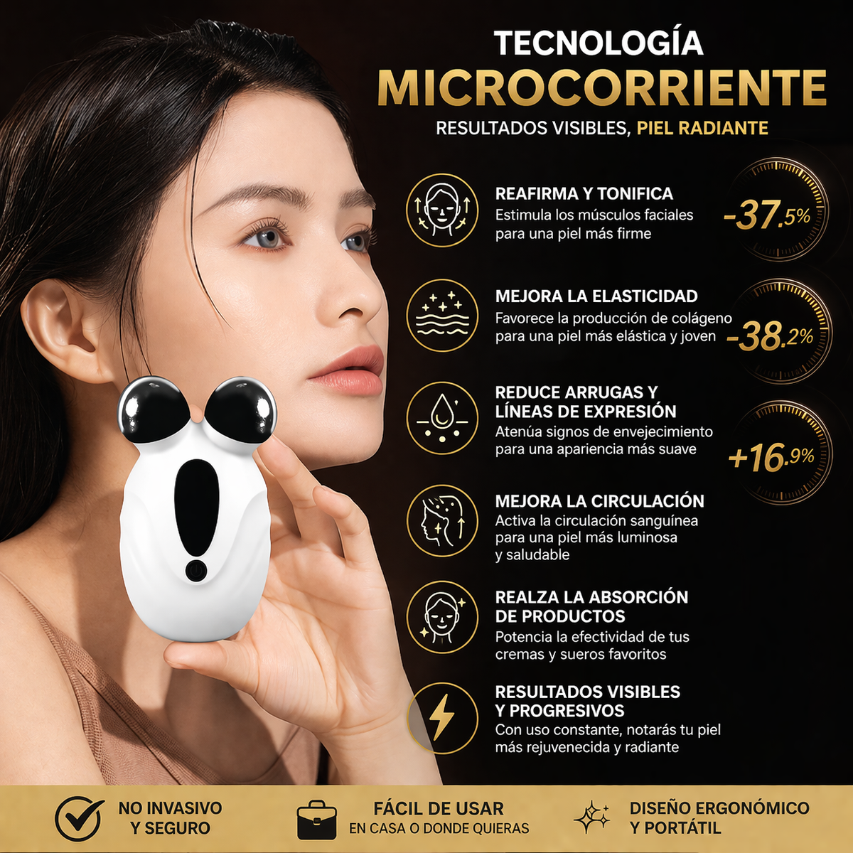 Masajeador Facial Microcorriente EMS Antiarrugas Lifting Colágeno Piel