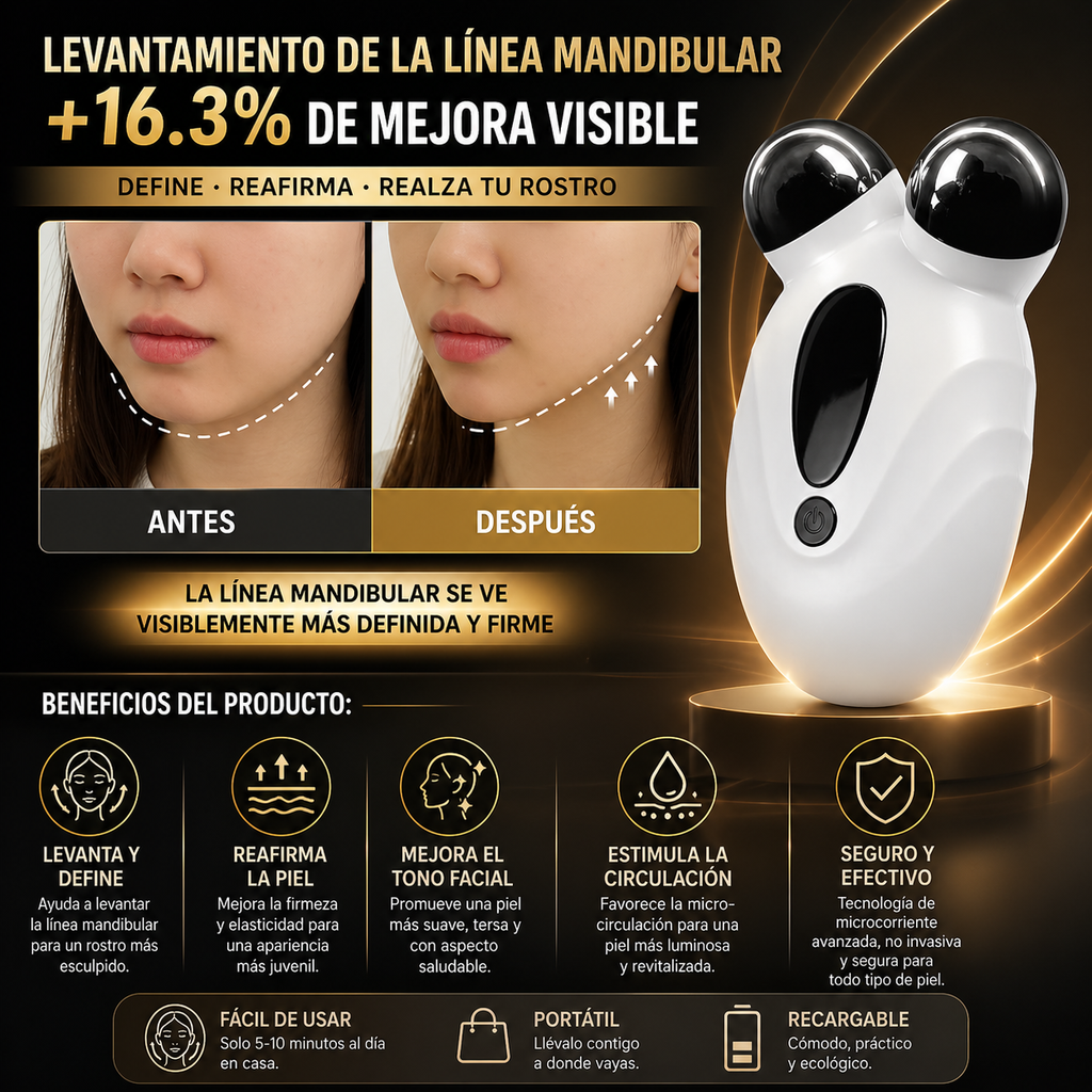 Masajeador Facial Microcorriente EMS Antiarrugas Lifting Colágeno Piel