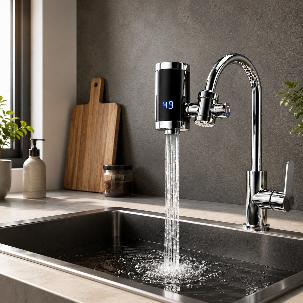 Grifo Calentador Agua Eléctrico Instantáneo Cocina Display LED 360