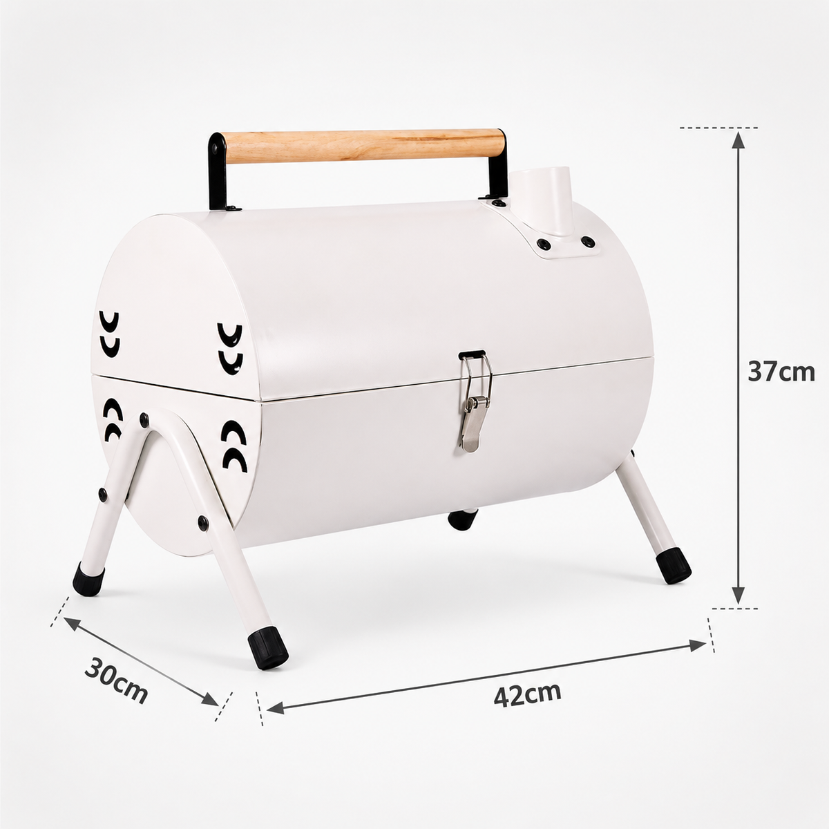 Asador Parrilla Carbón Portátil Barril BBQ Tapa Chimenea Doble Rejilla