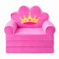 Sofá Cama Plegable Infantil Niñas Corona Rosado 2x1 Espuma Habitación