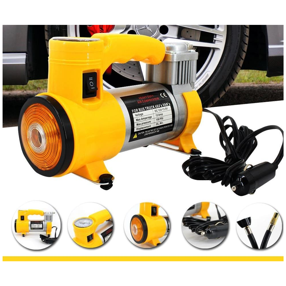 Compresor Aire Cyclone 12V Inflador Llantas Carro Moto 150PSI Luz LED