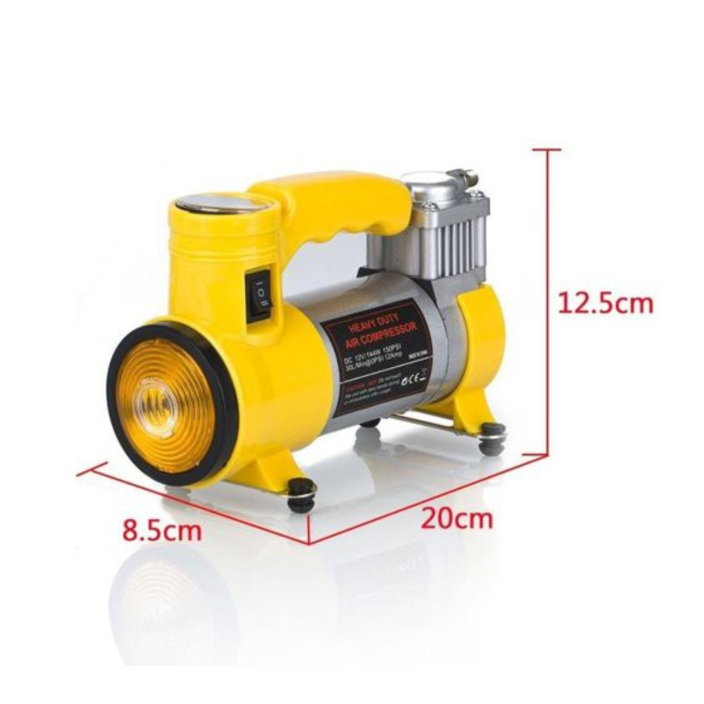 Compresor Aire Cyclone 12V Inflador Llantas Carro Moto 150PSI Luz LED