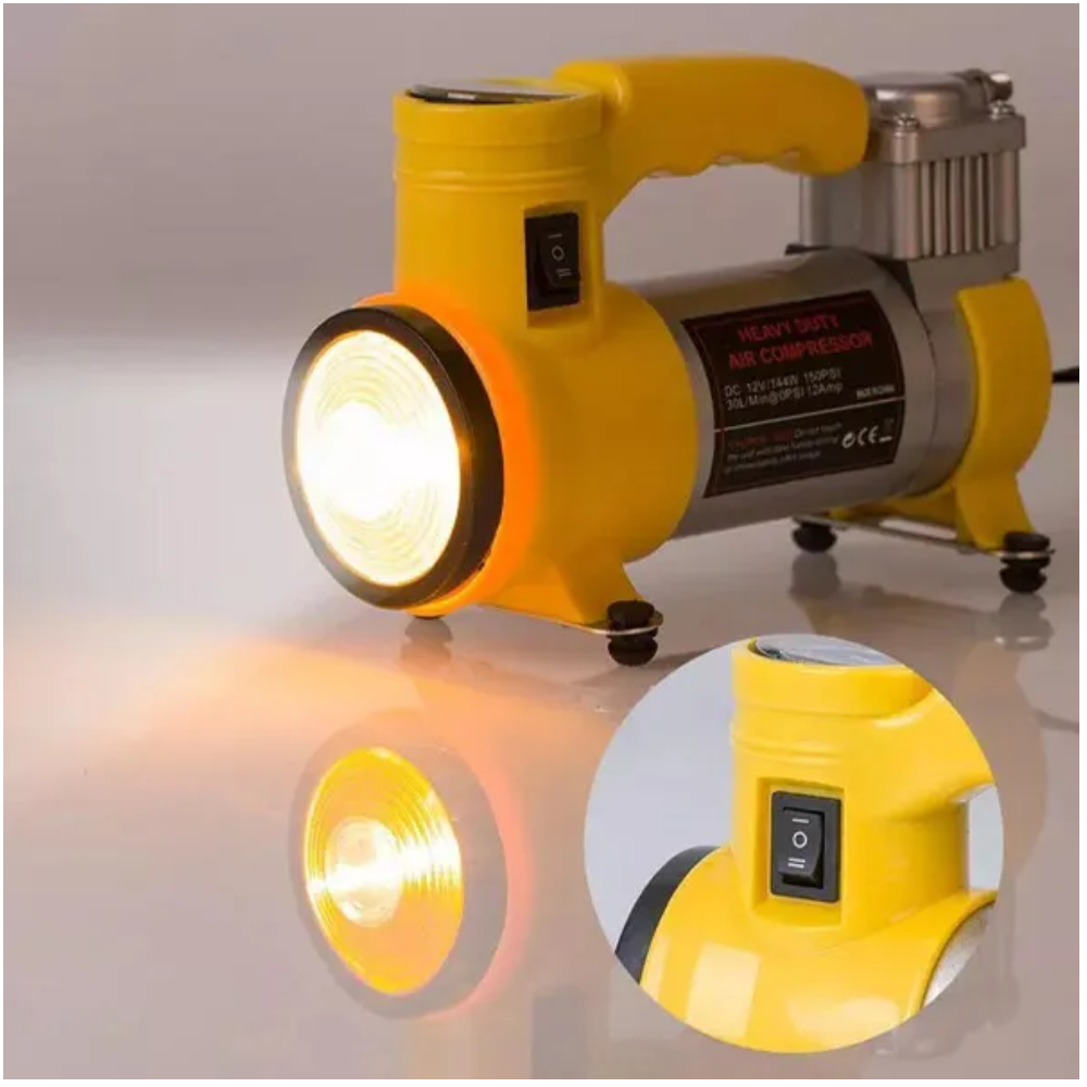 Compresor Aire Cyclone 12V Inflador Llantas Carro Moto 150PSI Luz LED