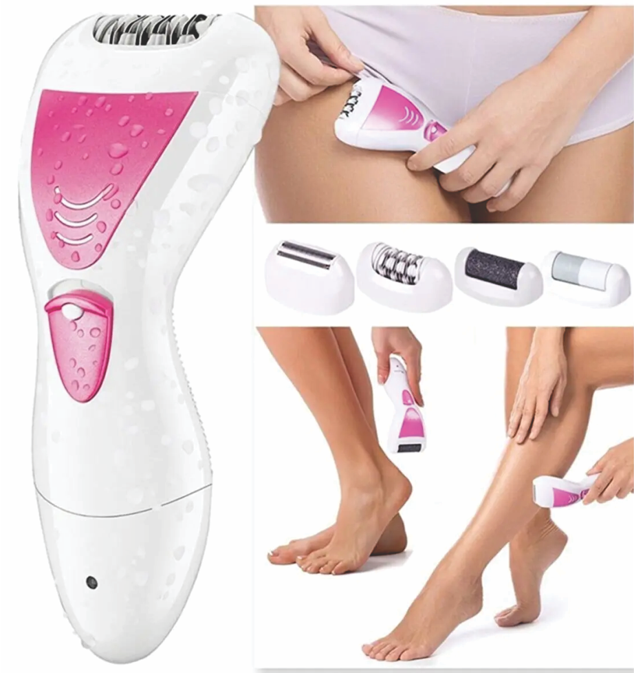 Depiladora Recargable Mujer Geemy GM-7006 4x1 Seco Húmedo Cabezales