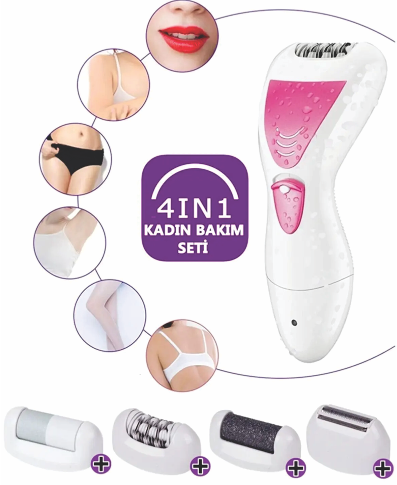 Depiladora Recargable Mujer Geemy GM-7006 4x1 Seco Húmedo Cabezales