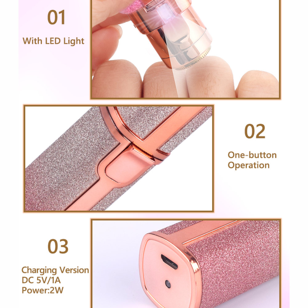 Depiladora Facial Eléctrica Recargable 2x1 Cejas Rostro USB Mujer