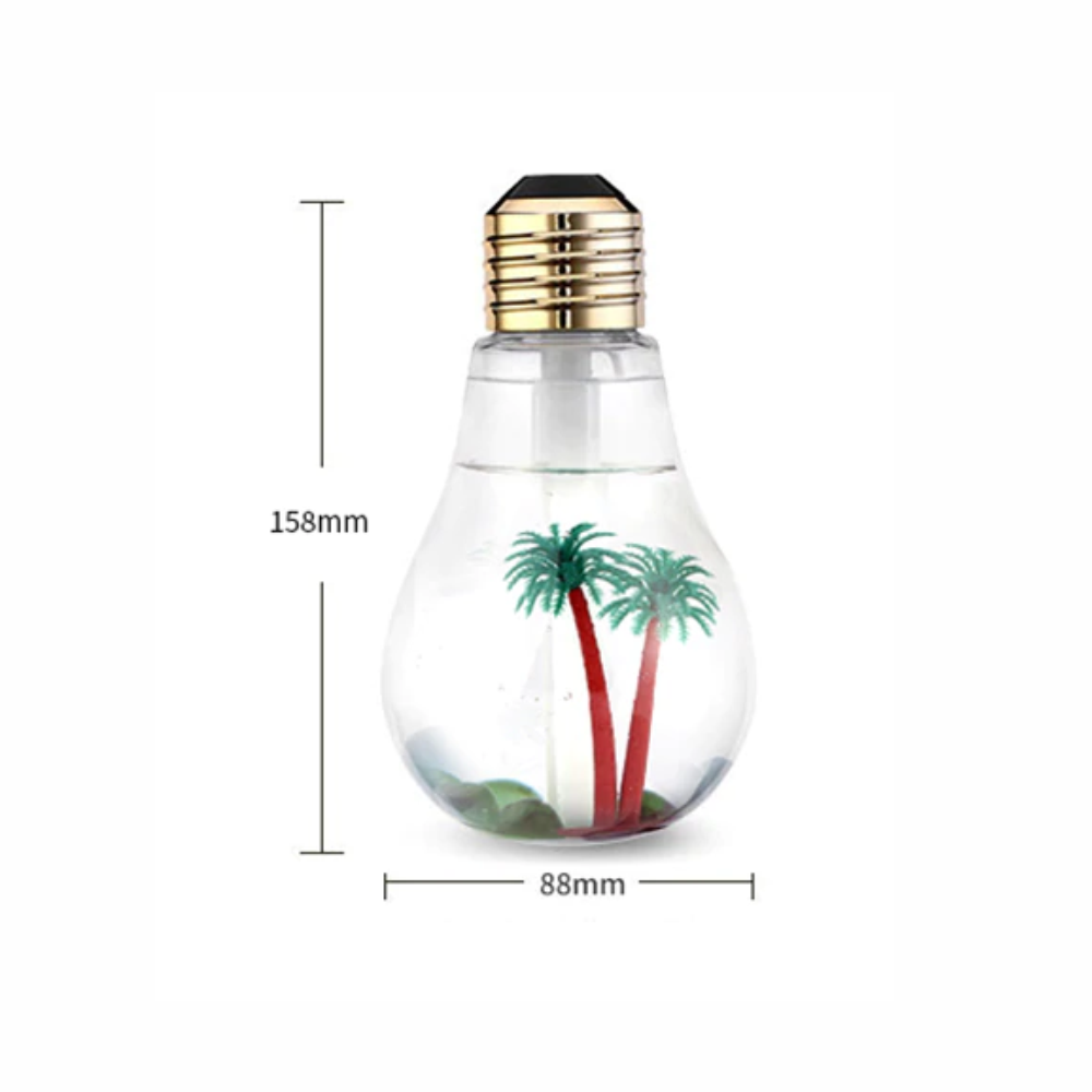 Humidificador LED Ultrasónico Bombillo 400ml 7 Colores Luz Nocturna