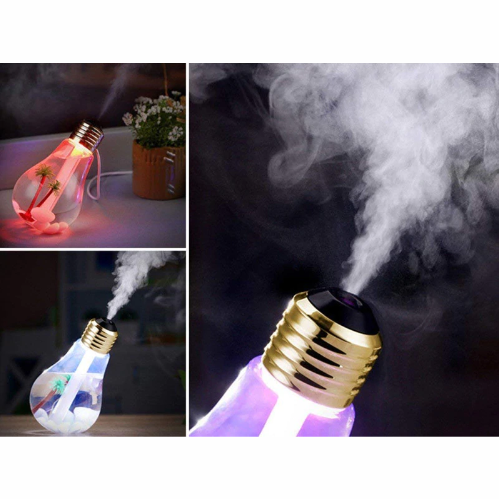 Humidificador LED Ultrasónico Bombillo 400ml 7 Colores Luz Nocturna