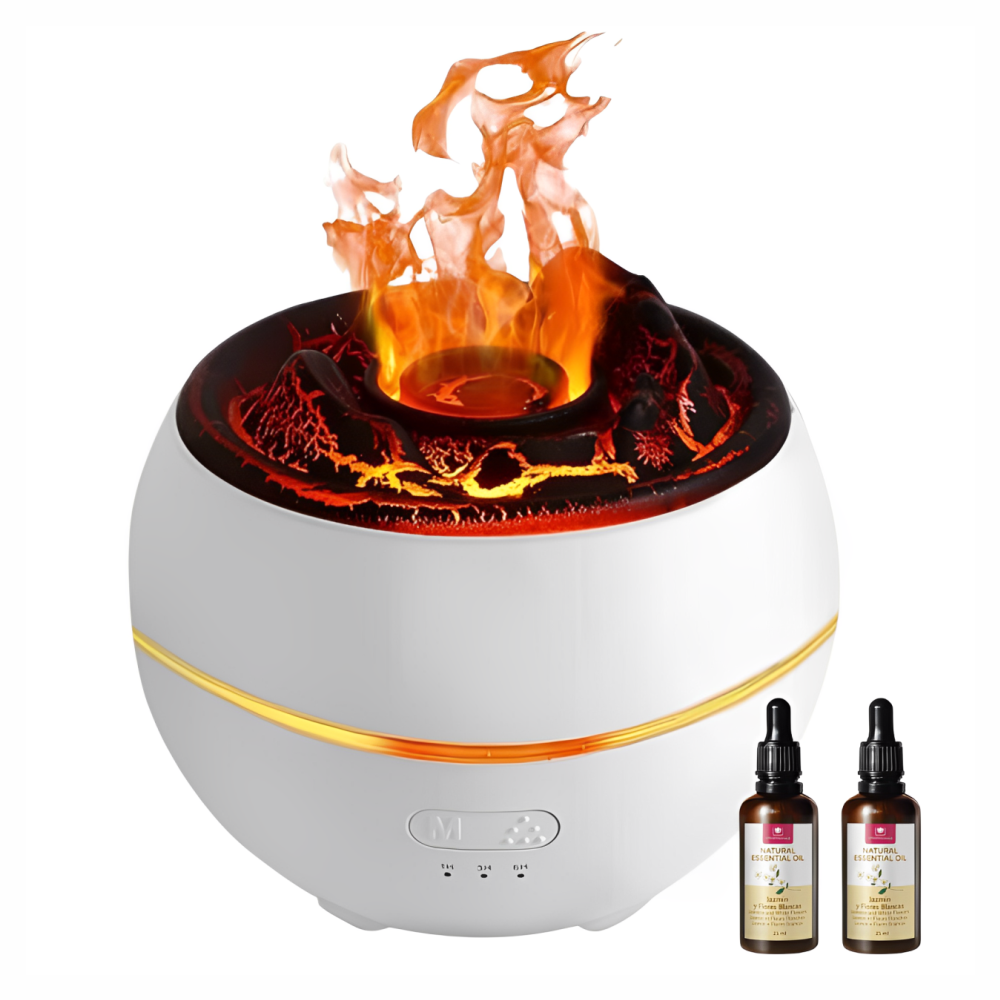 Humidificador Difusor Aromas Volcán Efecto Lava 400ml 7 Luces Esencias