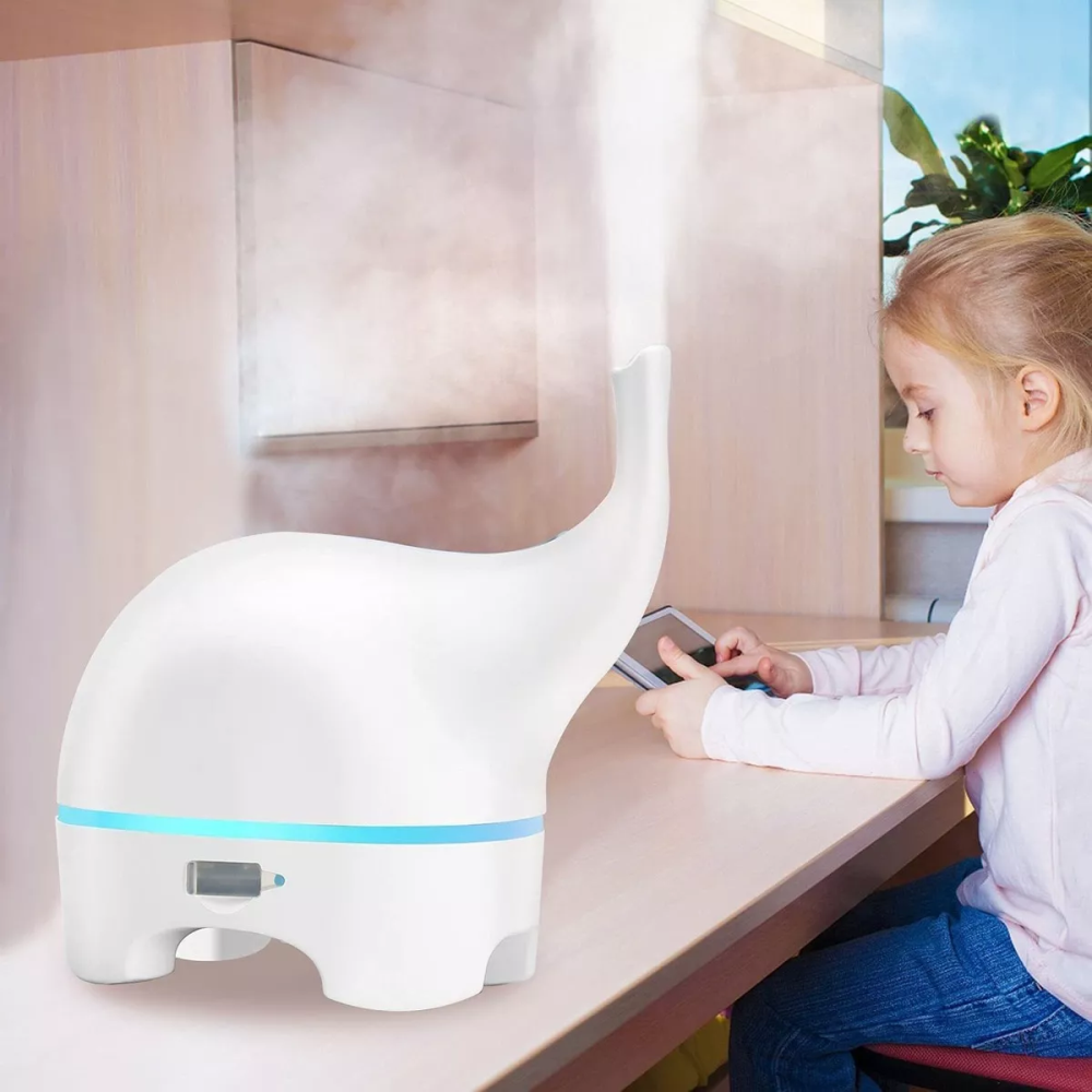 Difusor Aromas Elefante Humidificador 120ml 7 Luces Nocturna USB Niños