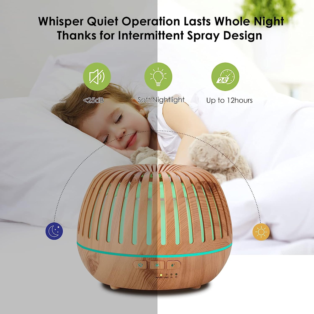 Difusor Aromas Humidificador 500ml Control Remoto Luces LED Silencioso