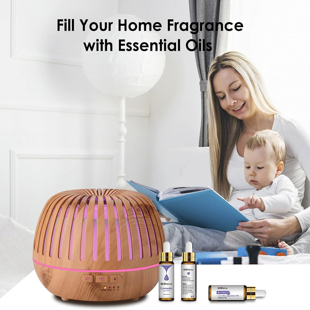 Difusor Aromas Humidificador 500ml Control Remoto Luces LED Silencioso