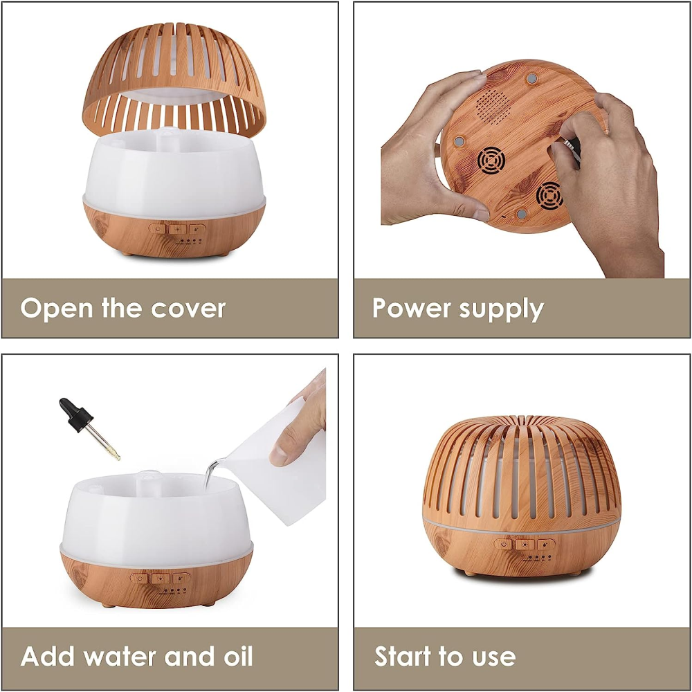 Difusor Aromas Humidificador 500ml Control Remoto Luces LED Silencioso