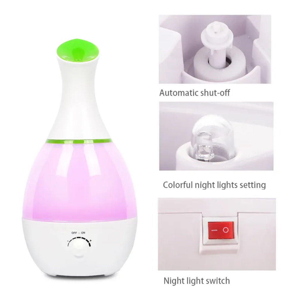Humidificador Difusor Aromas Jarrón 3 Litros LED Ultrasónico XY-10