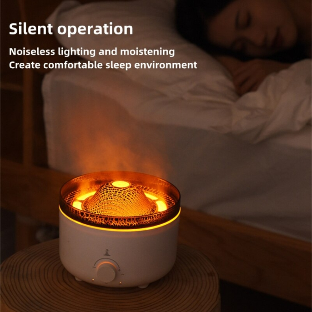 Humidificador Difusor Aromas Volcán Llama LED 560ml Control Esencia
