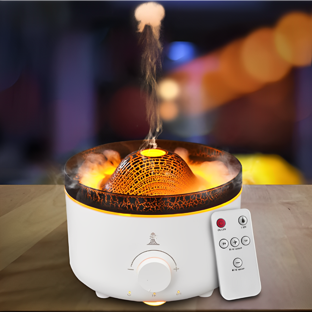 Humidificador Difusor Aromas Volcán Llama LED 560ml Control Esencia