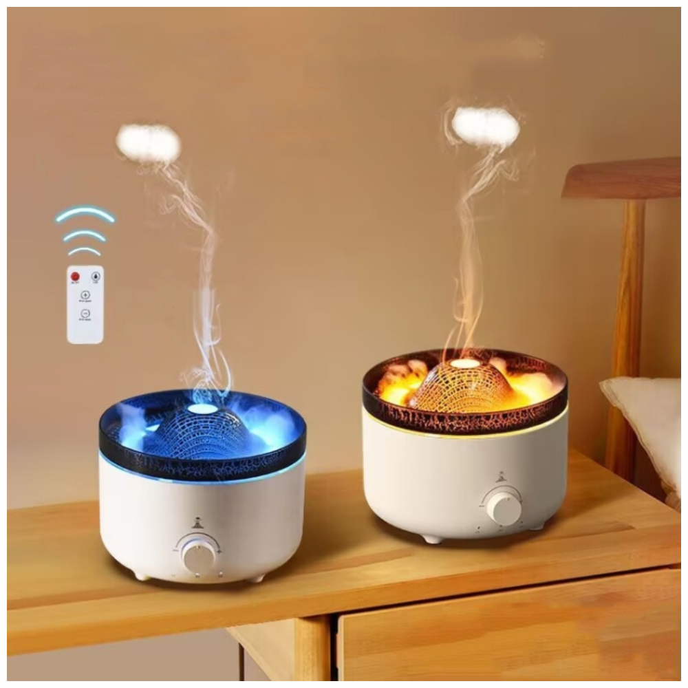Humidificador Difusor Aromas Volcán Llama LED 560ml Control Esencia