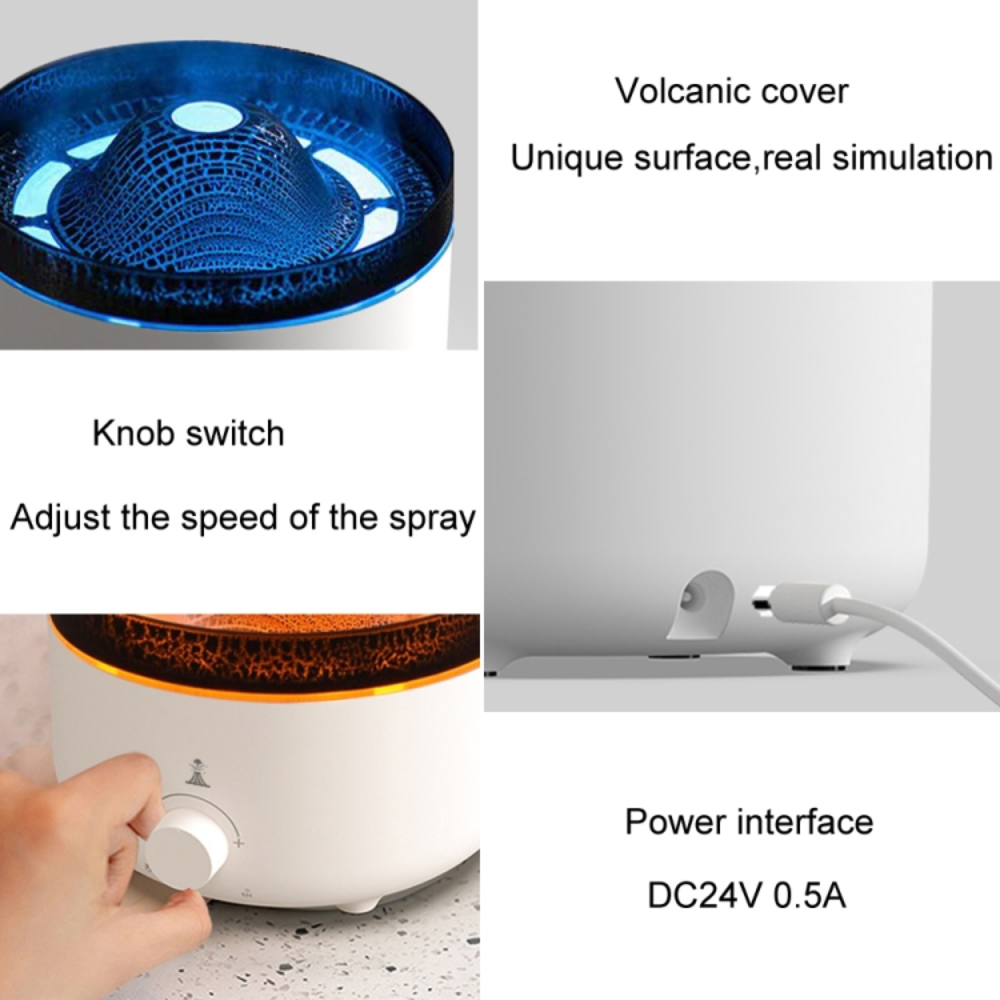 Humidificador Difusor Aromas Volcán Llama LED 560ml Control Esencia
