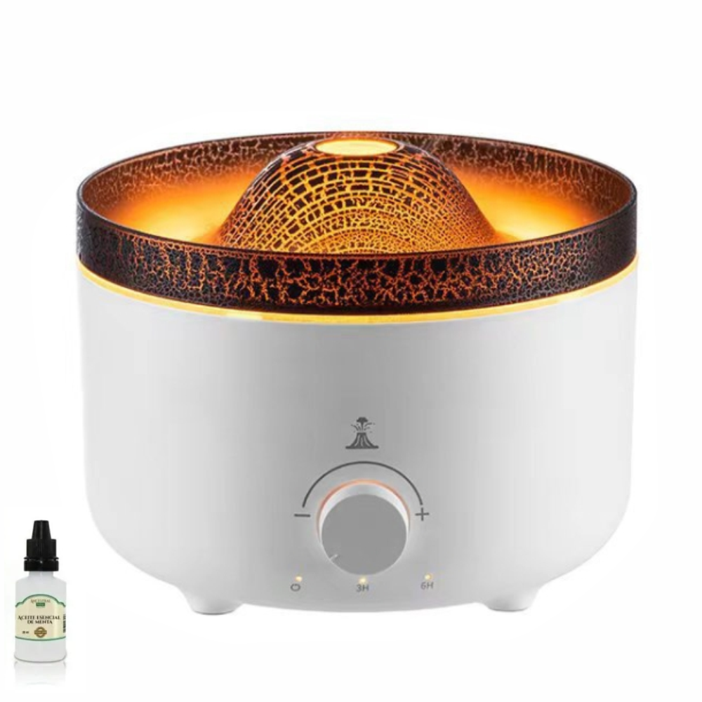Humidificador Difusor Aromas Volcán Llama LED 560ml Control Esencia