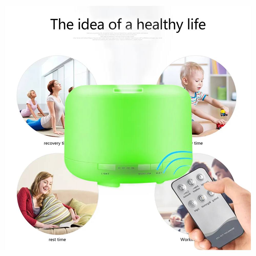 Humidificador Difusor Aromas Ultrasónico 500ml LED 7 Colores Esencia
