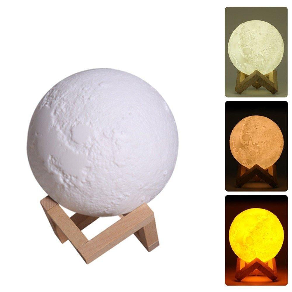 Humidificador Difusor Luna Lámpara 3 Tonos Luz Base Madera Ultrasónico