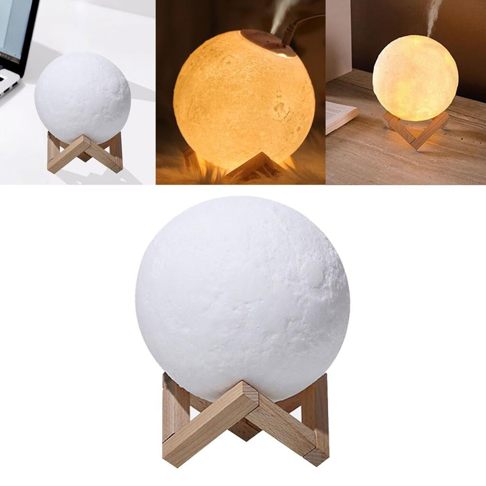 Humidificador Difusor Luna Lámpara 3 Tonos Luz Base Madera Ultrasónico