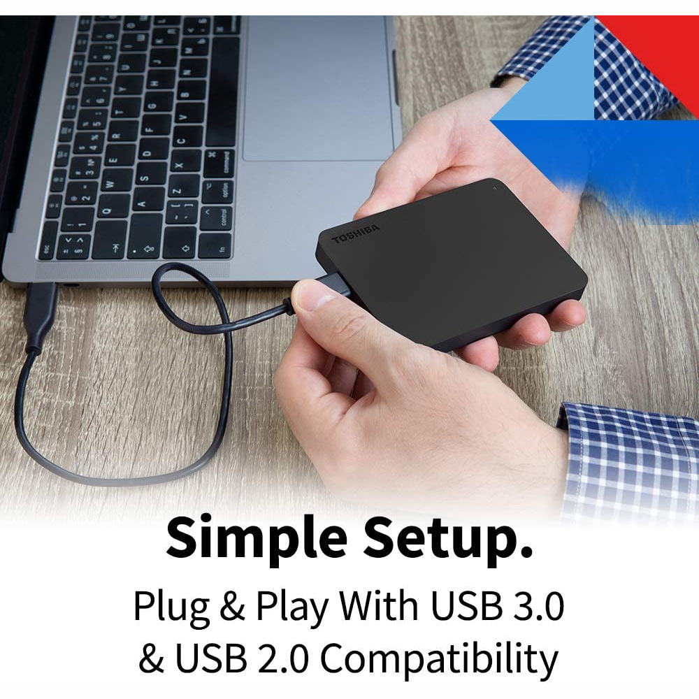 Disco Duro Externo Portátil Toshiba 2TB USB 3.0 Plug Play Negro Mate