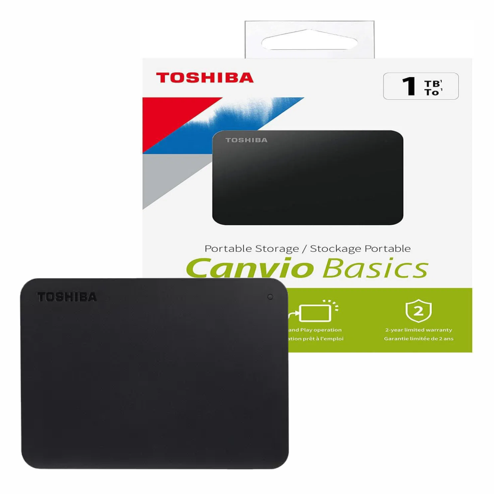 Disco Duro Externo Portátil Toshiba 1TB Canvio Basics USB 3.0 Negro