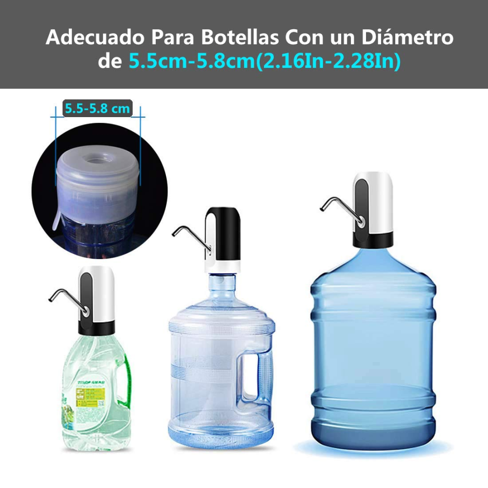 Bomba Dispensador Agua Recargable USB Garrafón Botellón 5 Galones