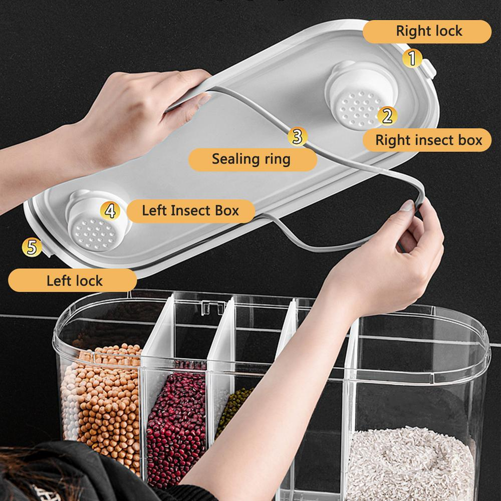 Dispensador Alimentos Secos Cereales 5 Compartimientos Pared 12L