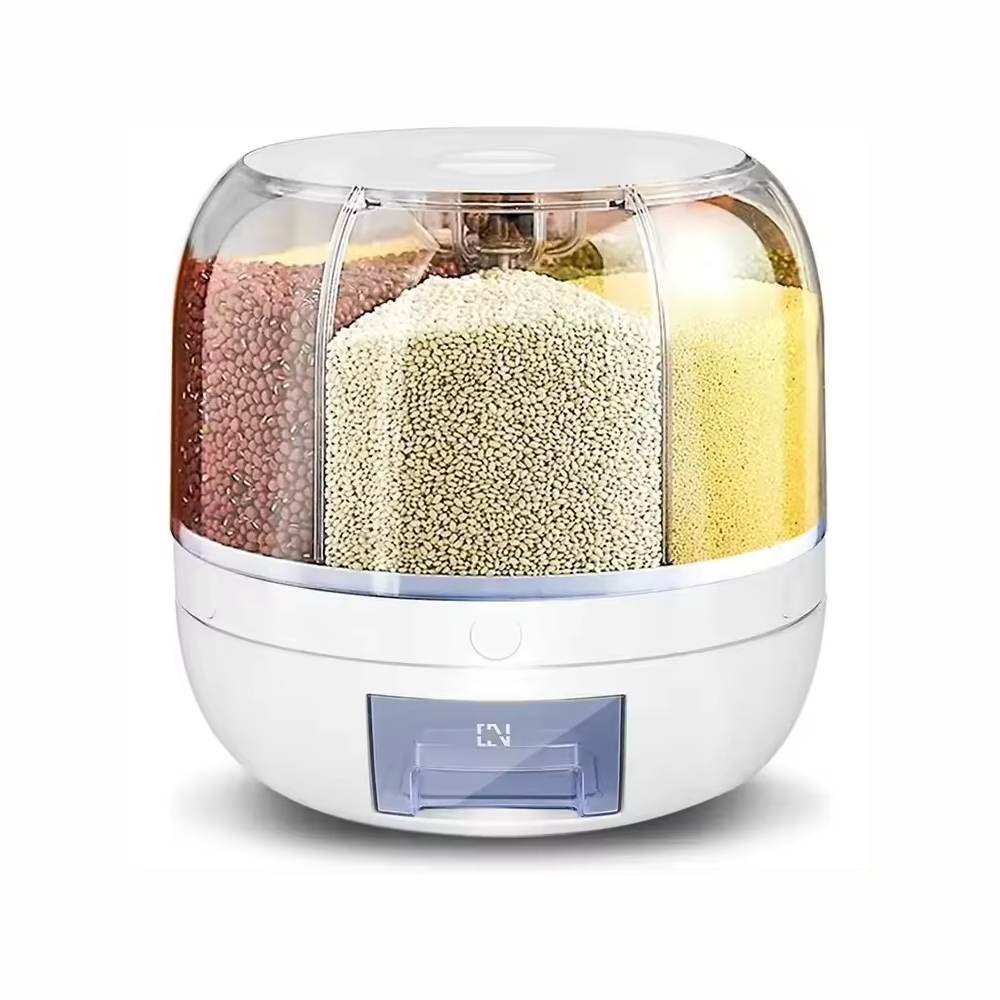 Dispensador Giratorio Granos Cereales 6 Divisiones Hermético 360