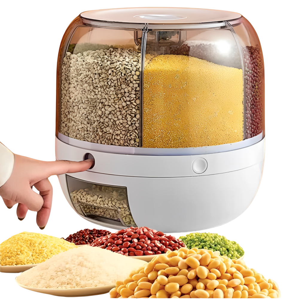 Dispensador Giratorio Granos Cereales 6 Divisiones Hermético 360