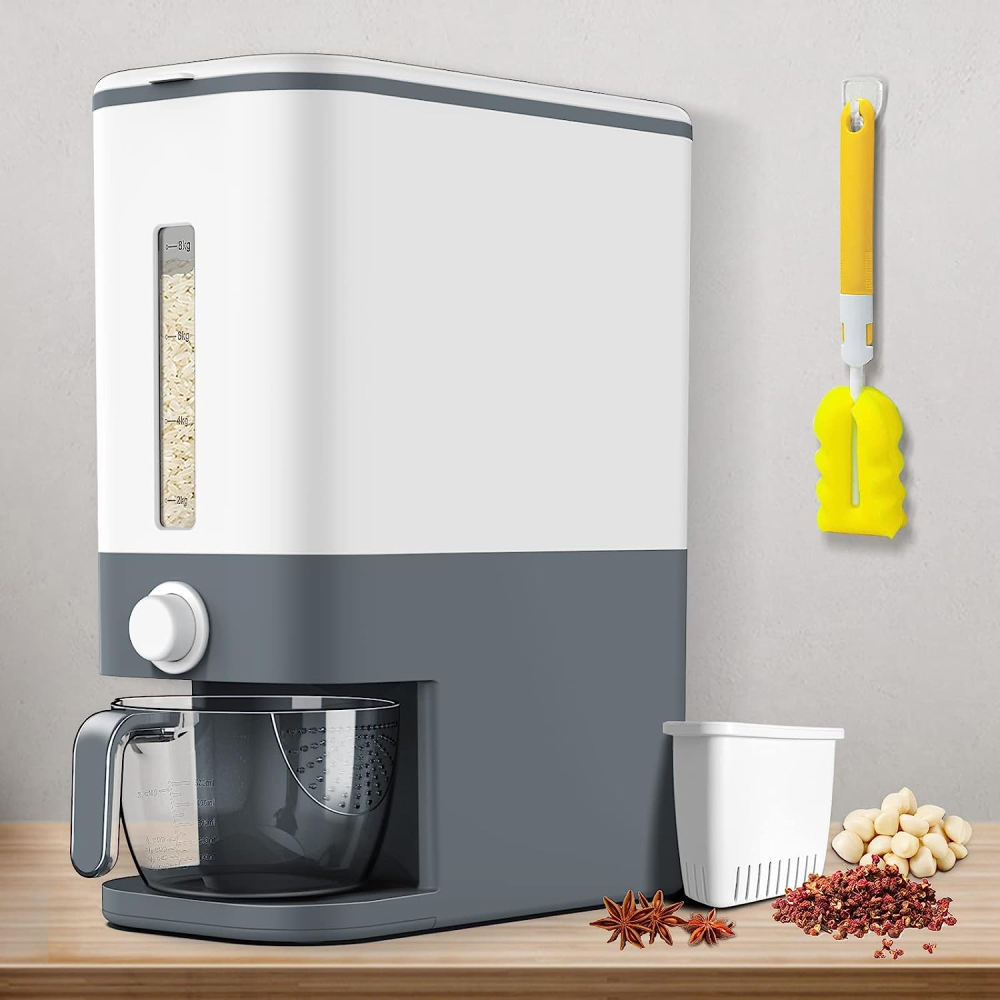 Dispensador Arroz Granos Cereales 25 Libras Hermético Taza Medidora