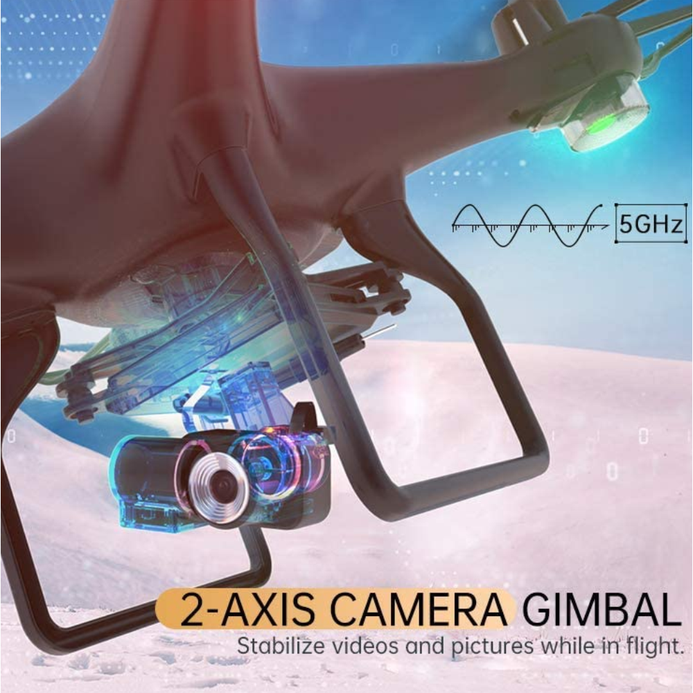 Drone Profesional GPS Cámara 2K Gimbal 2 Ejes WiFi 5G FPV Maleta