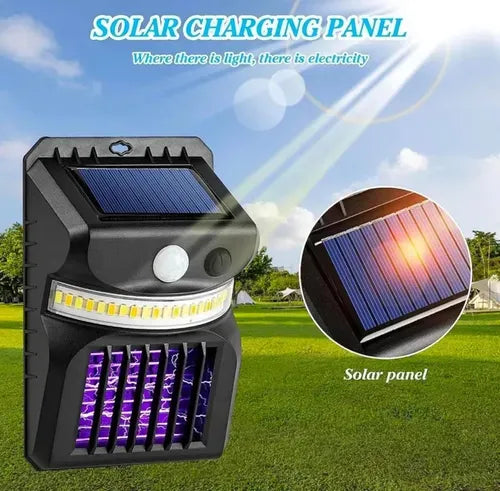 Lámpara Solar Mata Zancudos Mosquitos Exterior Luz UV Sensor Pared